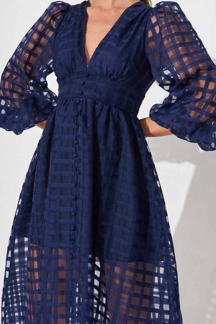 Destine Midi Dress In Navy - detail