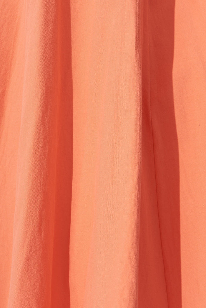 Ruthie Midi Dress In Coral Cotton - fabric