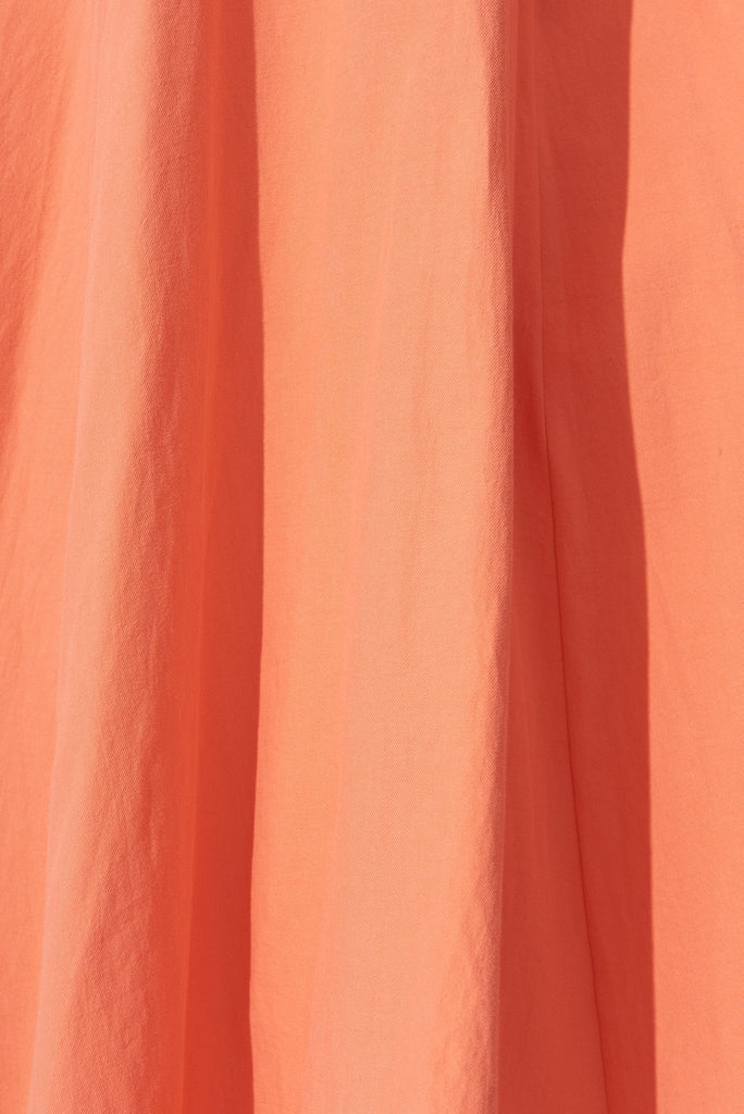 Ruthie Midi Dress In Coral Cotton - fabric