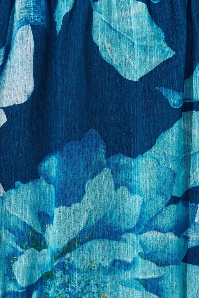 Mollie Maxi Dress In Blue Floral - fabric