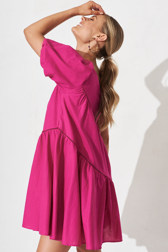 Juniper Dress In Pink Linen Blend - side