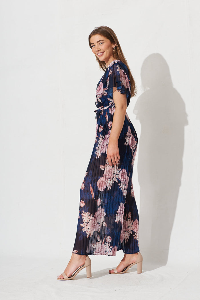 Gisela Jumpsuit In Navy Floral - side