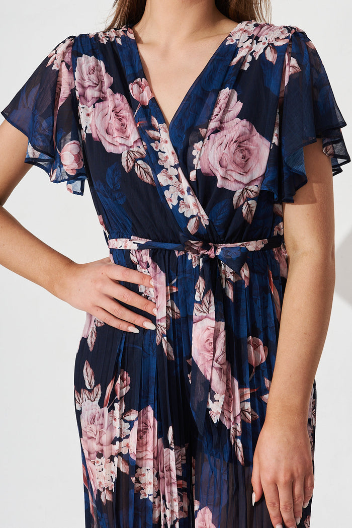 Gisela Jumpsuit In Navy Floral - detail