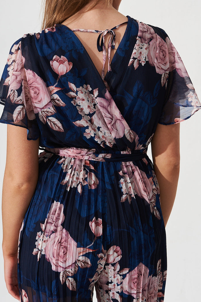 Gisela Jumpsuit In Navy Floral - detail