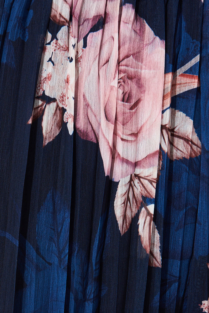 Gisela Jumpsuit In Navy Floral - fabric