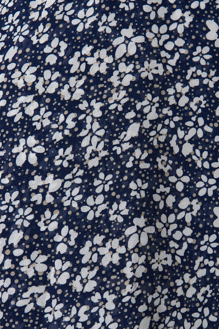 Solina Dress In Navy With White Ditsy Floral - fabric
