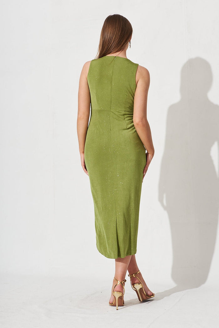 Amanda Midi Dress In Green Glitter - St Frock (Dev)
