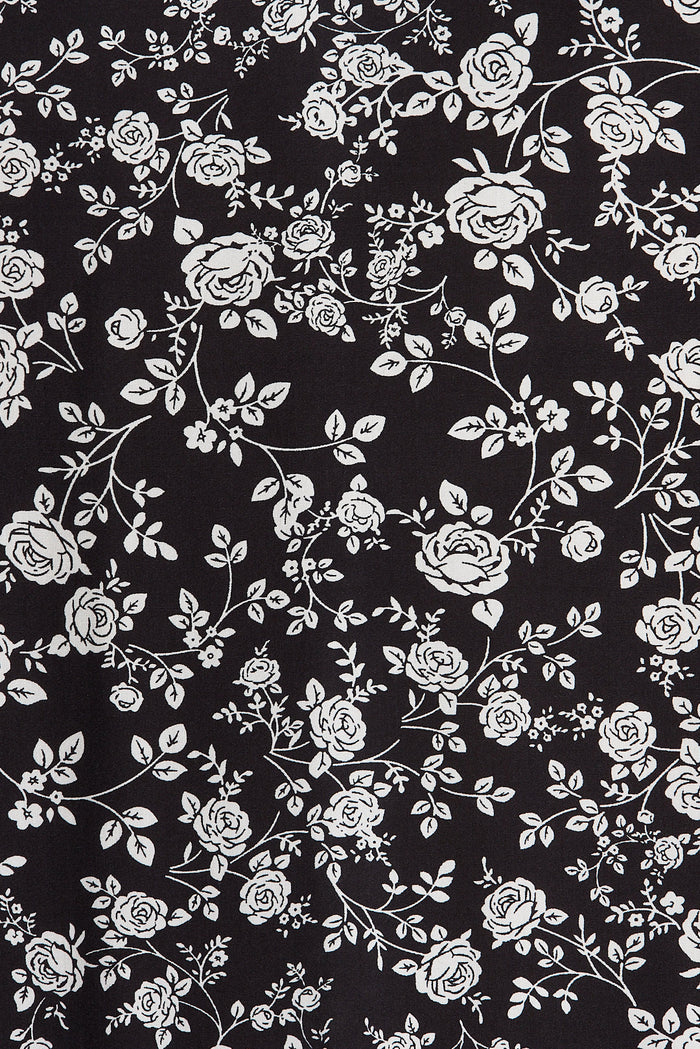 Kaydee Midi Dress In Black With White Floral - fabric