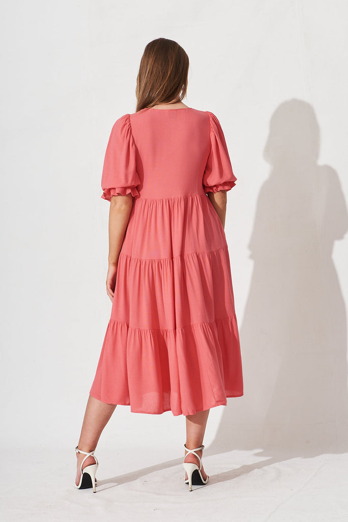 Zienna Midi Smock Dress In Pink - back