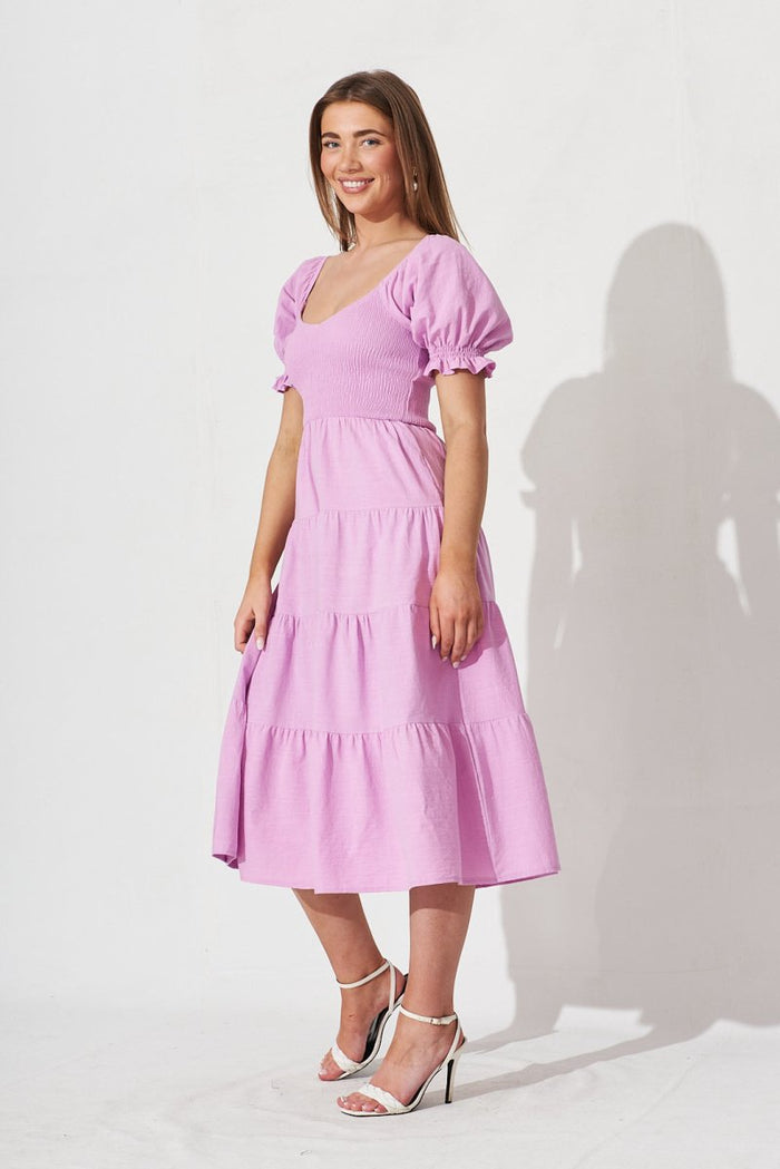 Camelia Midi Dress In Lilac Cotton - St Frock (Dev)