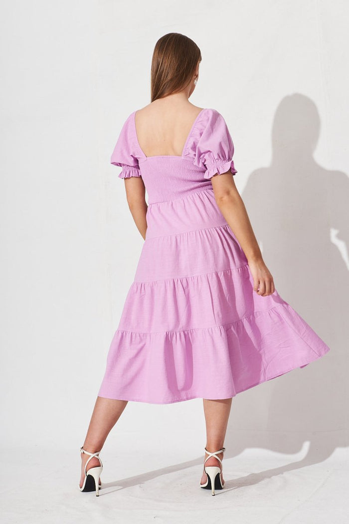Camelia Midi Dress In Lilac Cotton - St Frock (Dev)