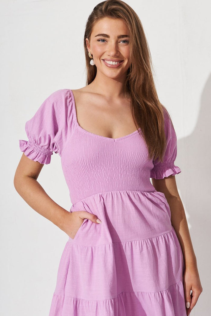 Camelia Midi Dress In Lilac Cotton - St Frock (Dev)