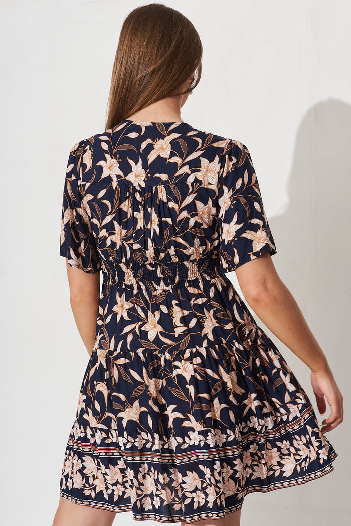 Ailish Dress In Navy With Blush Boho Floral - St Frock (Dev)