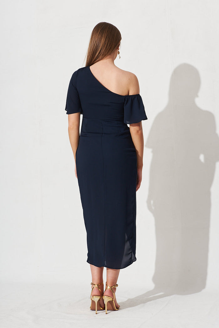 Francy Midi Dress In Navy - back