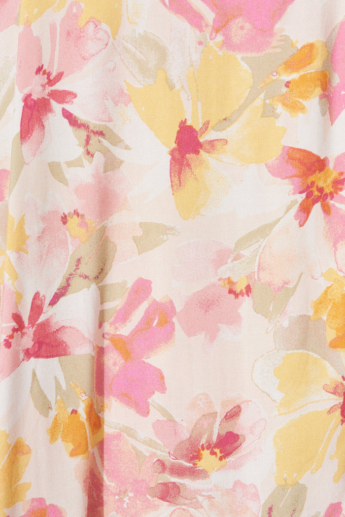 Lorelei Maxi Dress In White With Yellow And Pink Floral - fabric