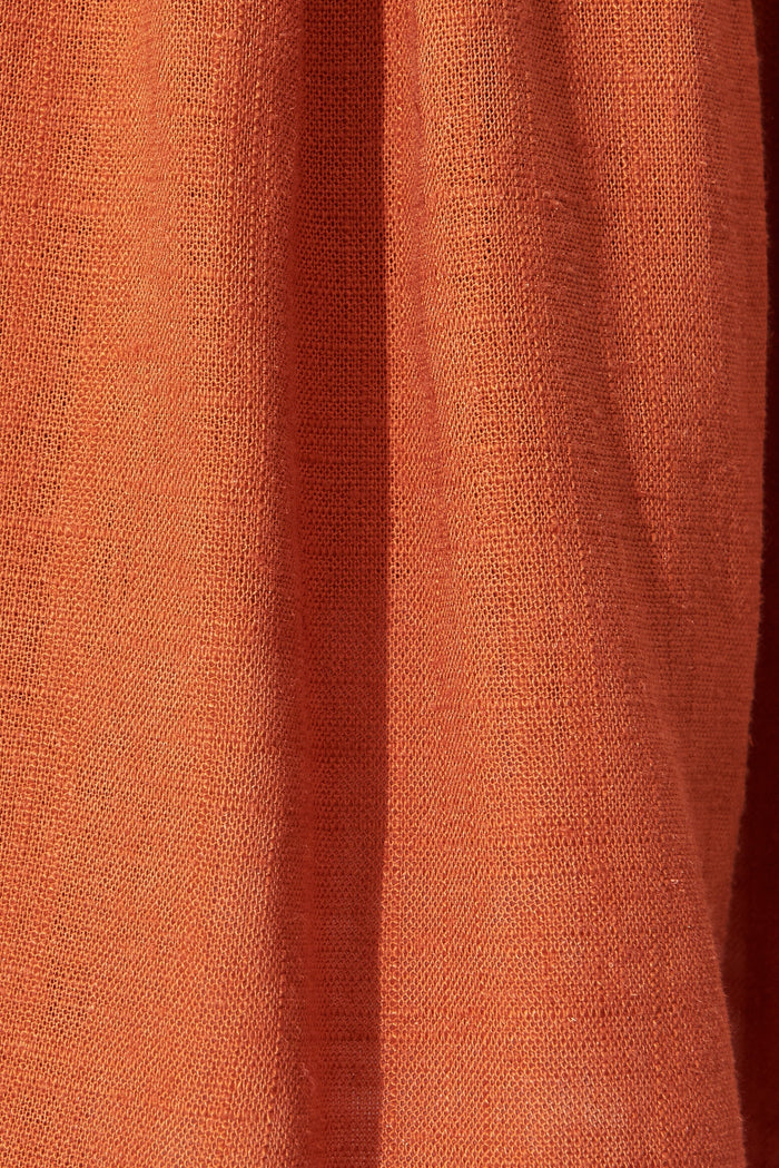 Windsor Top In Rust Linen Blend - fabric