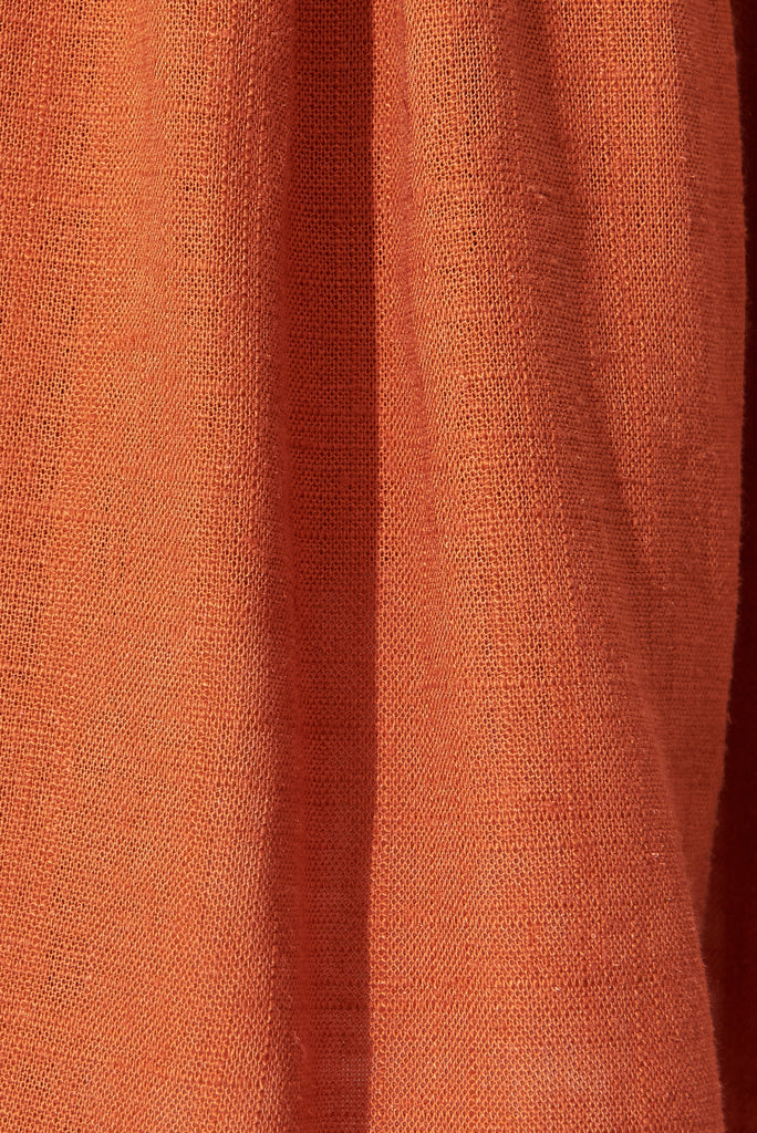 Windsor Top In Rust Linen Blend - fabric