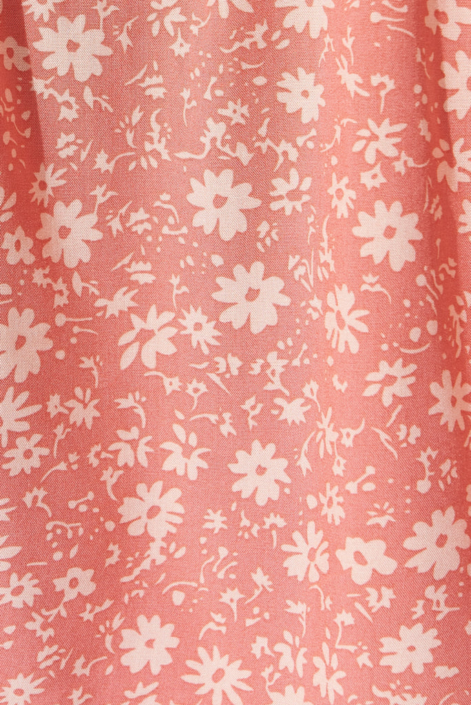 Evelyna Smock Top In Peach Disty Floral - fabric