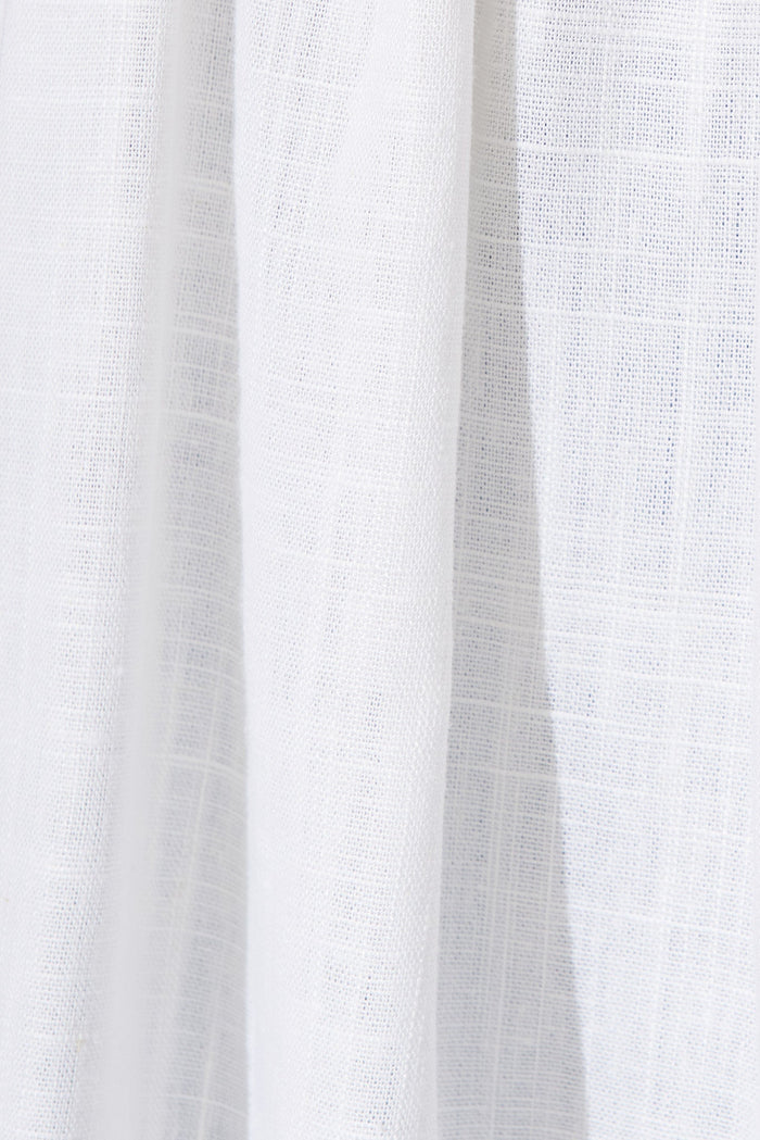 Evelyna Smock Top In White Linen Blend - fabric
