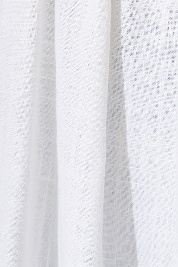 Evelyna Smock Top In White Linen Blend - fabric