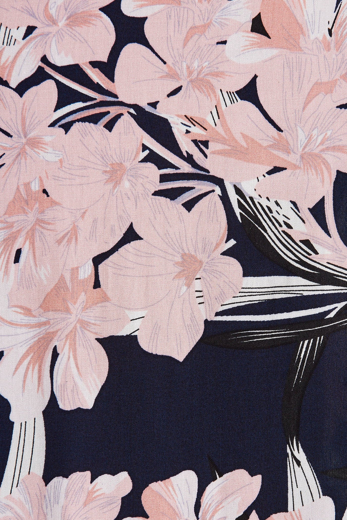 Draca Midi Dress In Navy With Pink Floral - fabric