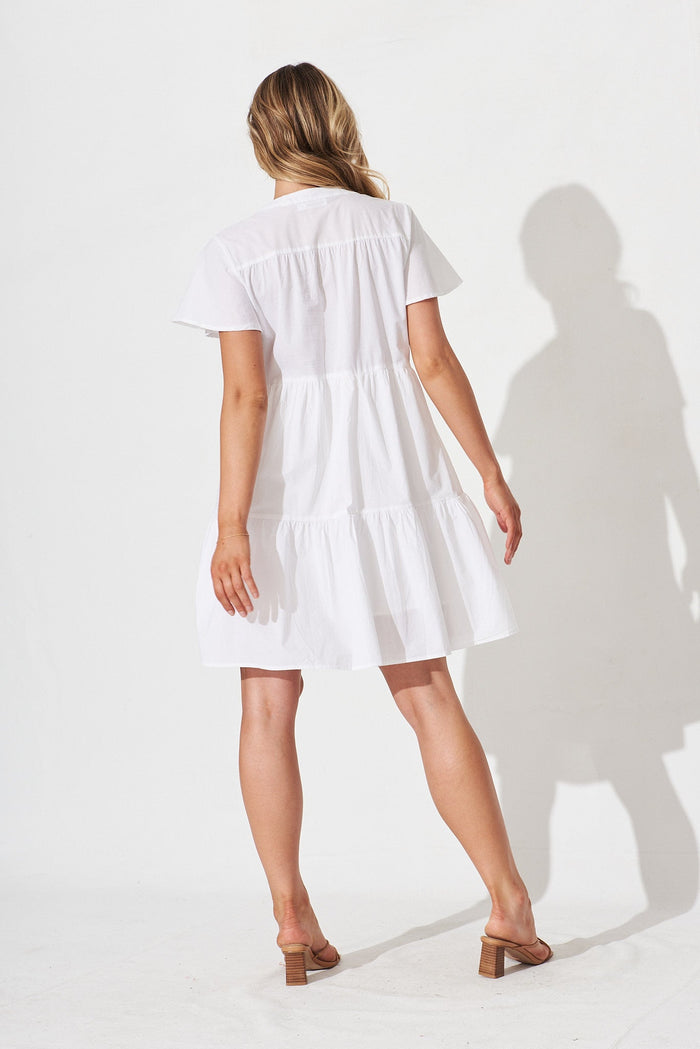 Shazia Shirt Dress In White Cotton - back