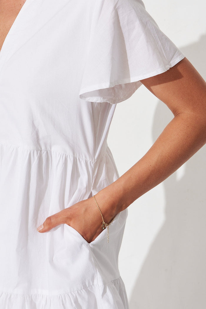 Shazia Shirt Dress In White Cotton - detail