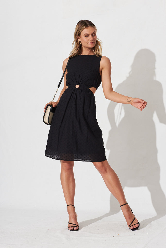 Kimie Midi Dress In Black Broderie - full length