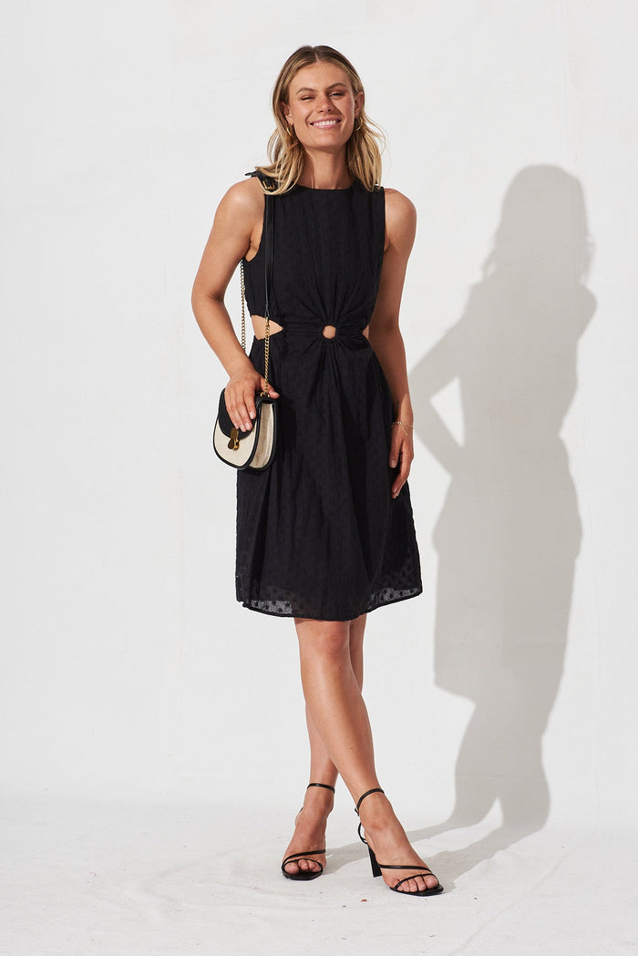 Kimie Midi Dress In Black Broderie - full length