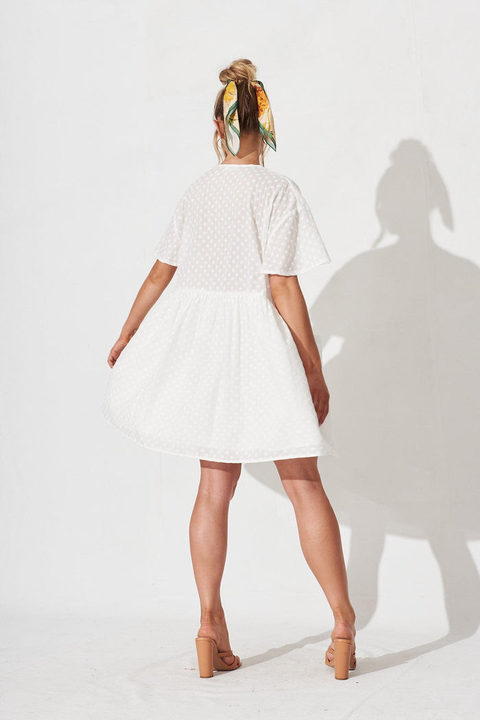 Joesa Smock Dress In White Broderie Cotton - back