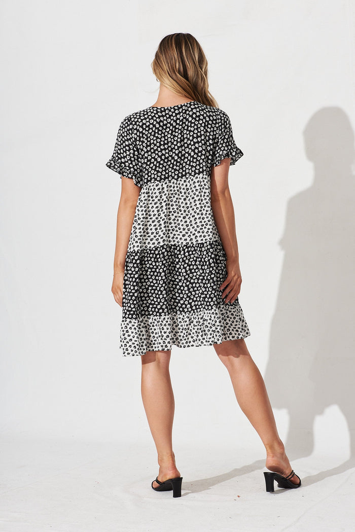 Krystin Dress In Black And White Floral - back