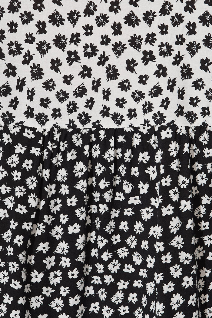 Krystin Dress In Black And White Floral - fabric