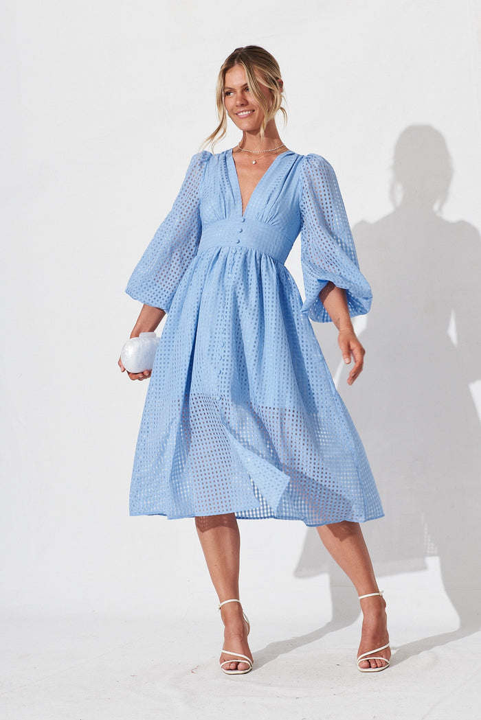 Destine Midi Dress In Blue - full length