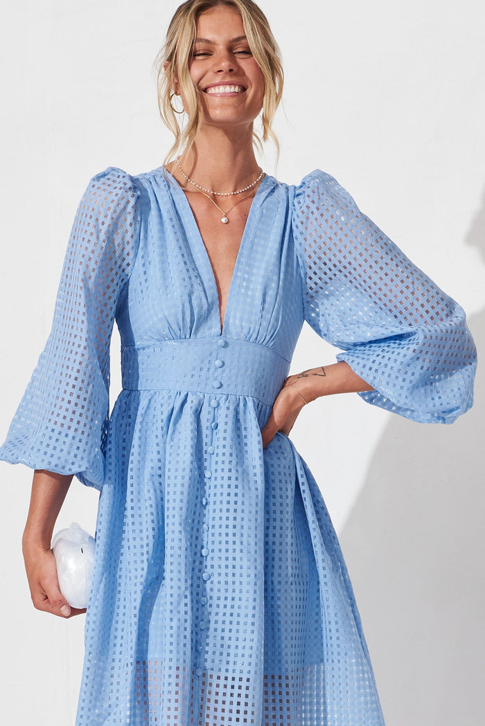 Destine Midi Dress In Blue - front