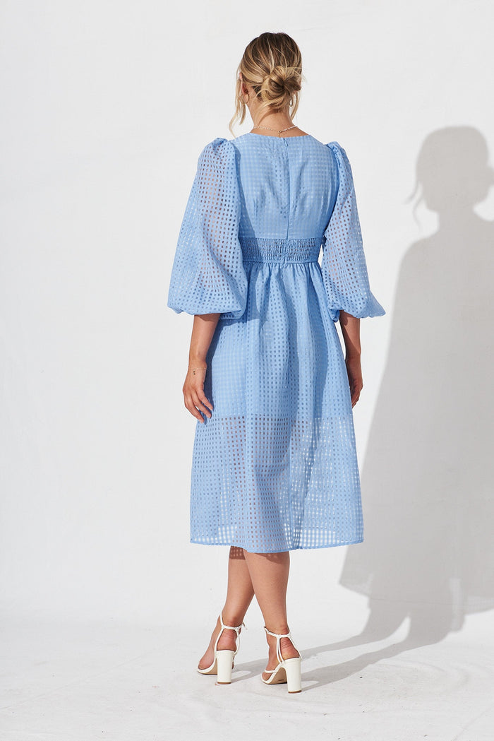Destine Midi Dress In Blue - back