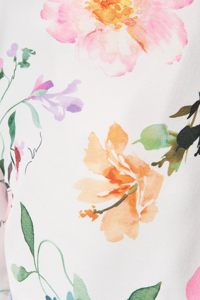 Ariella Short In White With Multi Floral - fabric