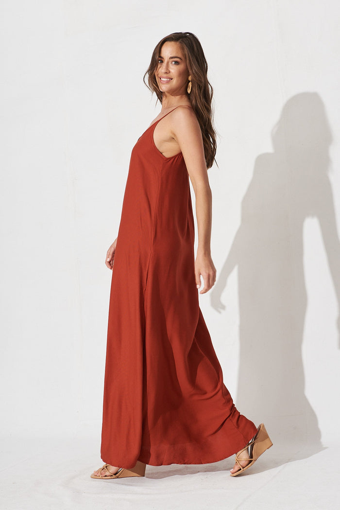 No Scrubs Maxi Dress In Rust - side