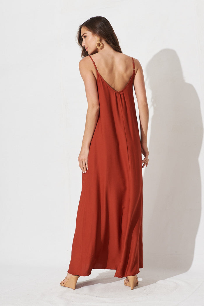 No Scrubs Maxi Dress In Rust - back