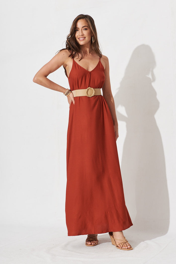 No Scrubs Maxi Dress In Rust - full length
