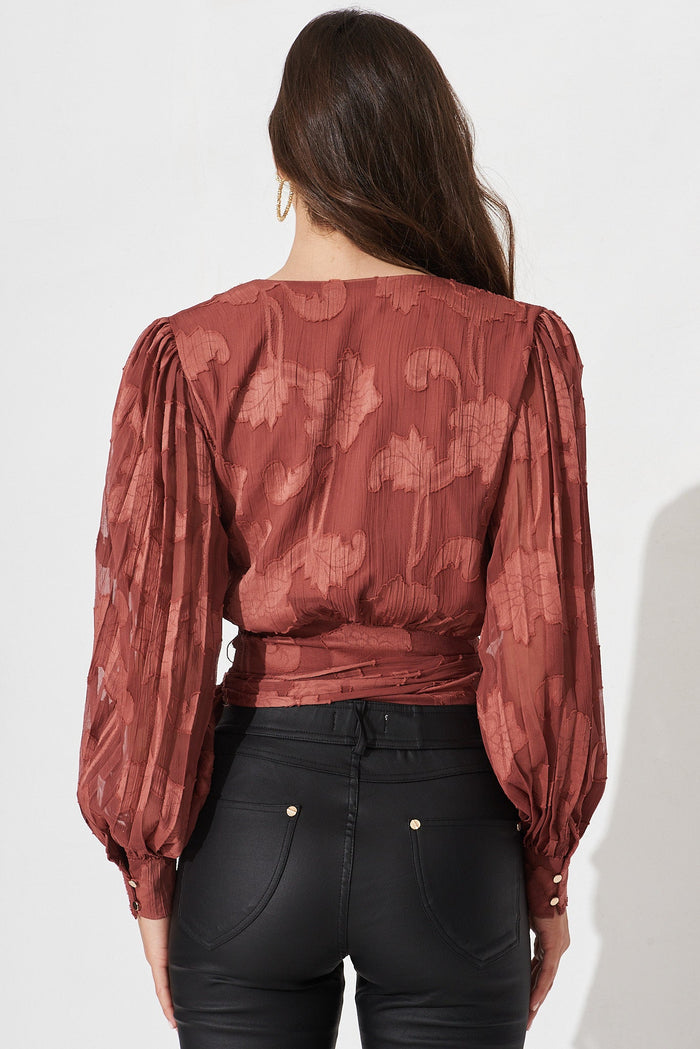 Gaya Wrap Top In Dusty Rose Chiffon - back