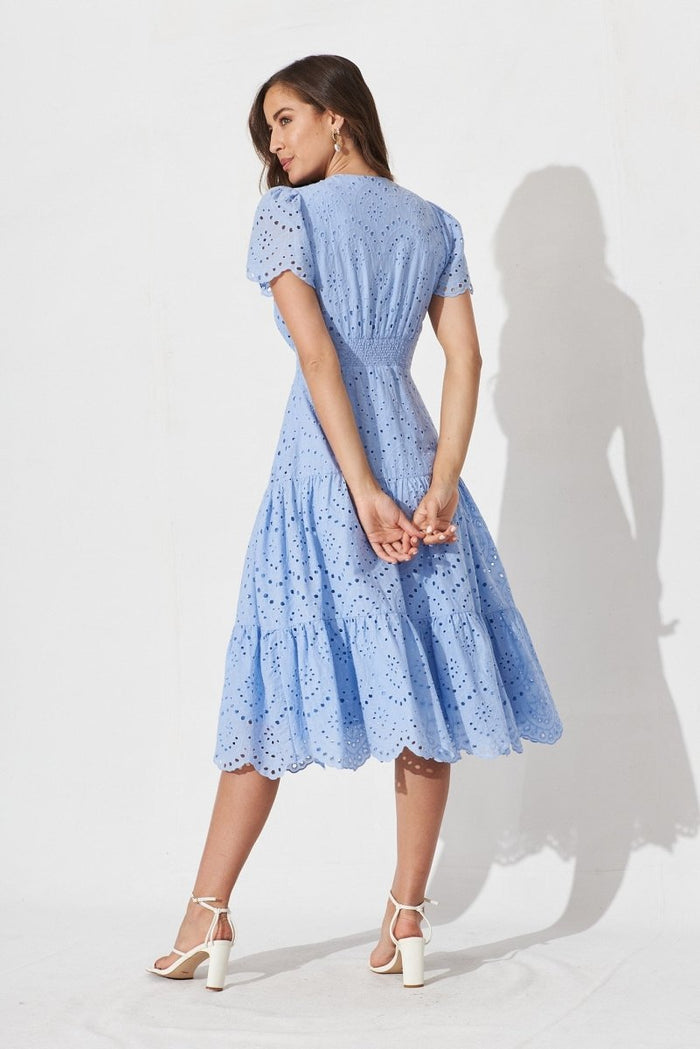 Charm Midi Dress In Sky Blue Broderie - St Frock (Dev)