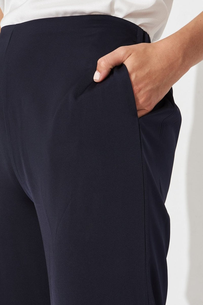 Charlene Wide Leg Pants In Navy Satin - St Frock (Dev)