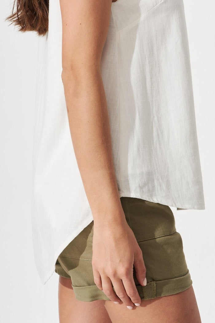 Cece Top In White Linen Blend - St Frock (Dev)