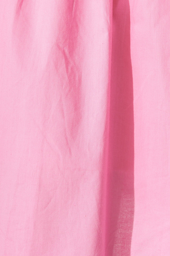 Shazia Shirt Dress In Candy Pink Cotton - fabric
