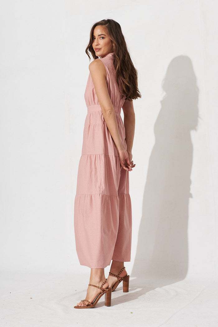 Neva Maxi Shirt Dress In Blush - side