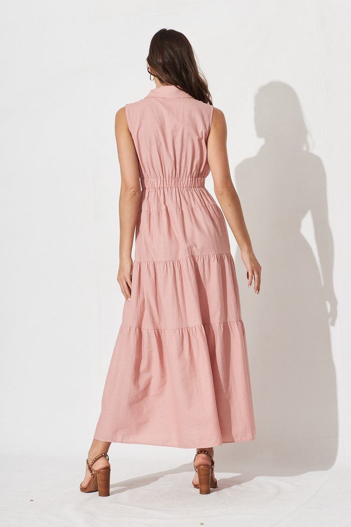 Neva Maxi Shirt Dress In Blush - back