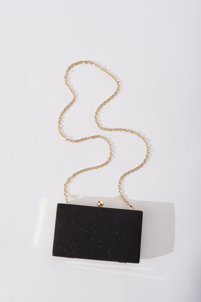 August + Delilah Dianne Clutch Bag In Black Glitter - St Frock (Dev)