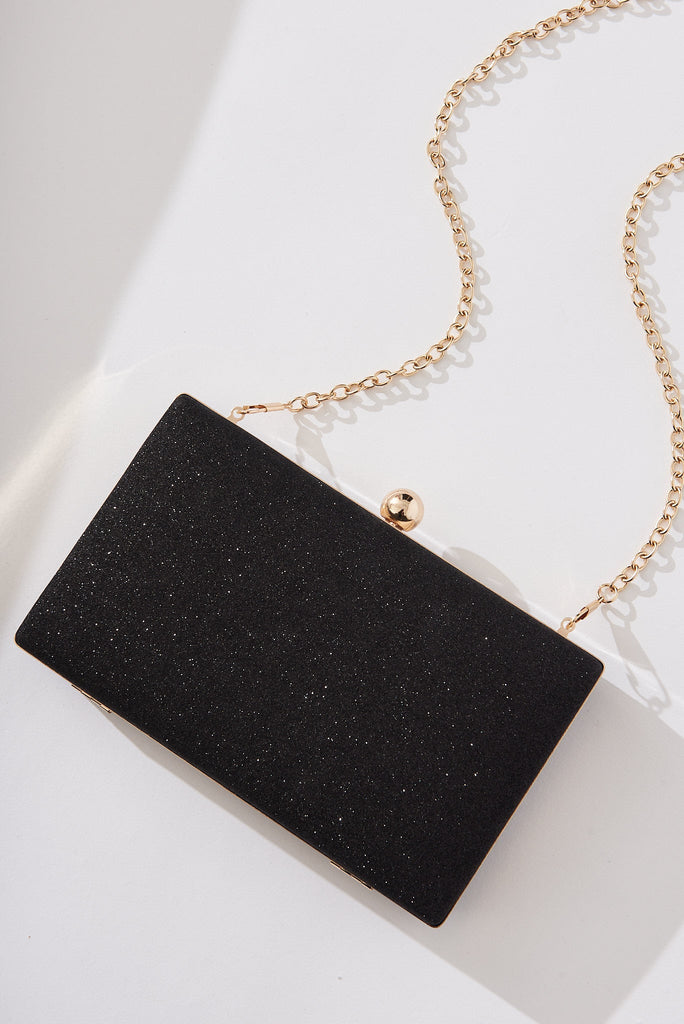 August + Delilah Dianne Clutch Bag In Black Glitter - St Frock (Dev)