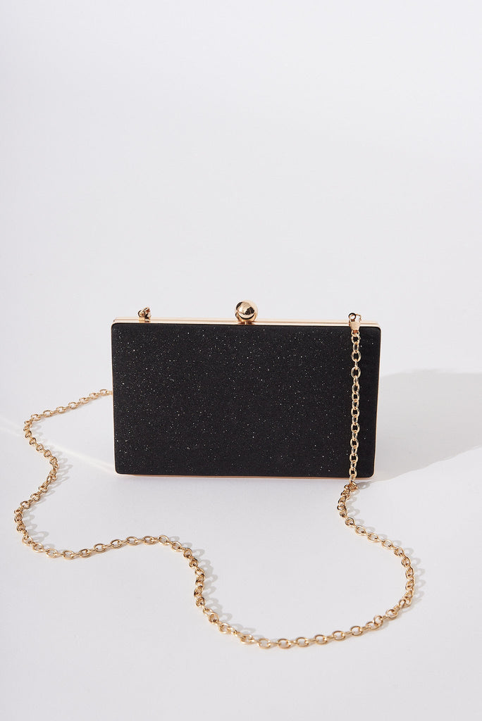 August + Delilah Dianne Clutch Bag In Black Glitter - St Frock (Dev)