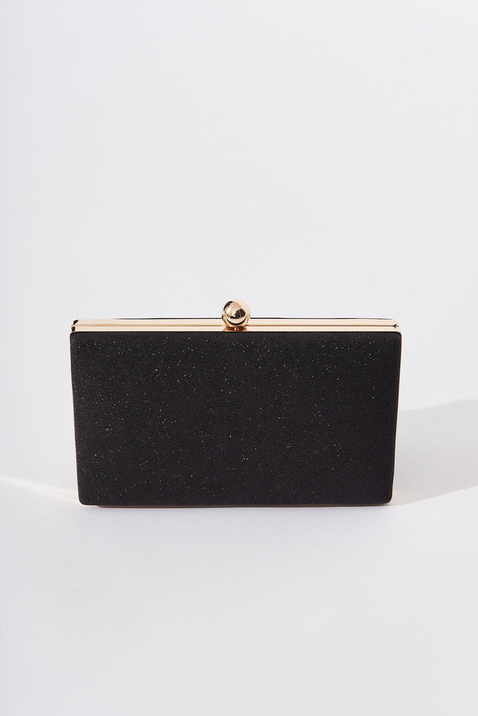 August + Delilah Dianne Clutch Bag In Black Glitter - St Frock (Dev)